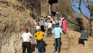 DYPTC engineering students during educational visit to Shivneri Fort