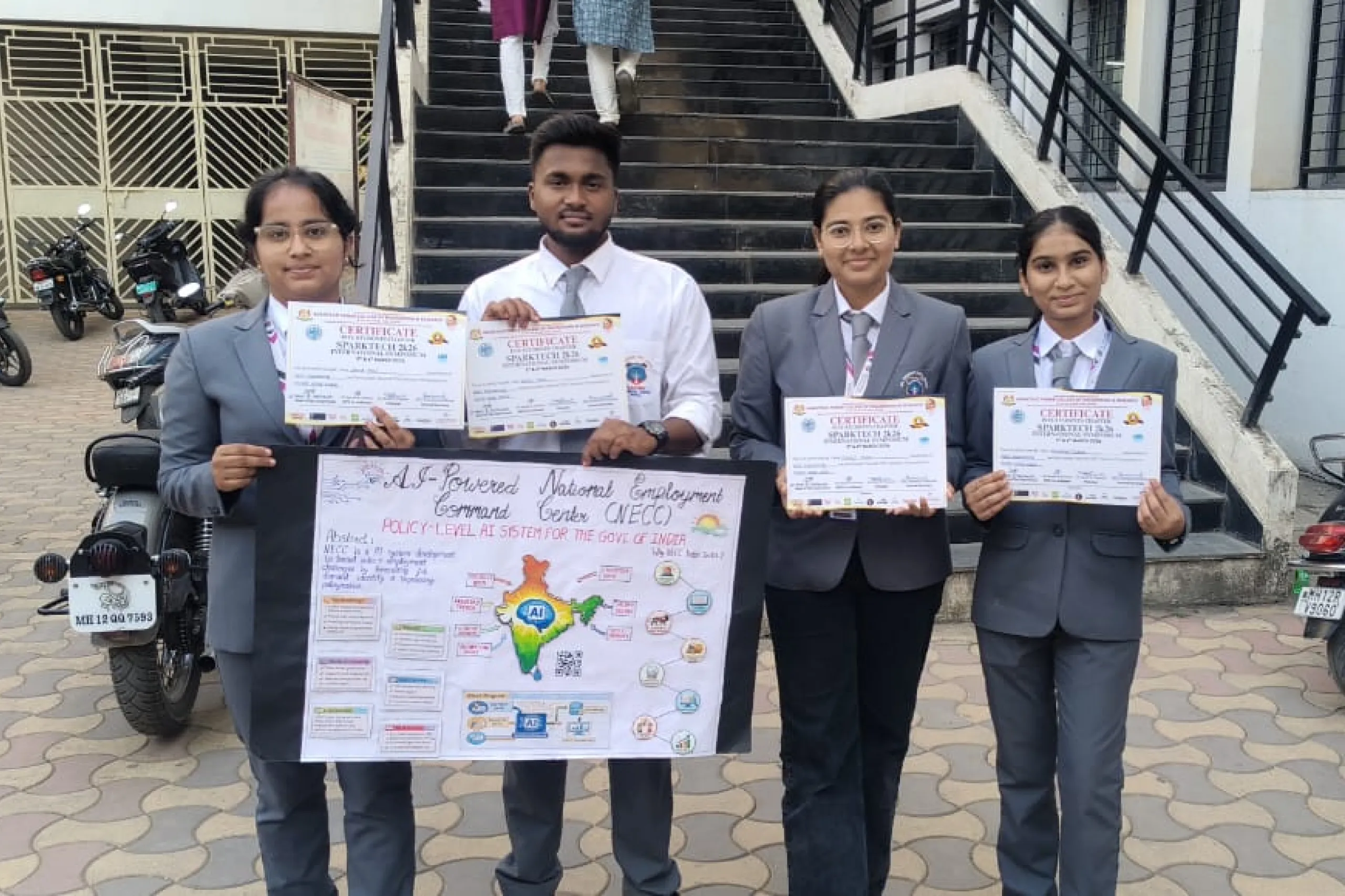 DYPTC students winning prizes at SPARKTECH 2026 PosterNova competition